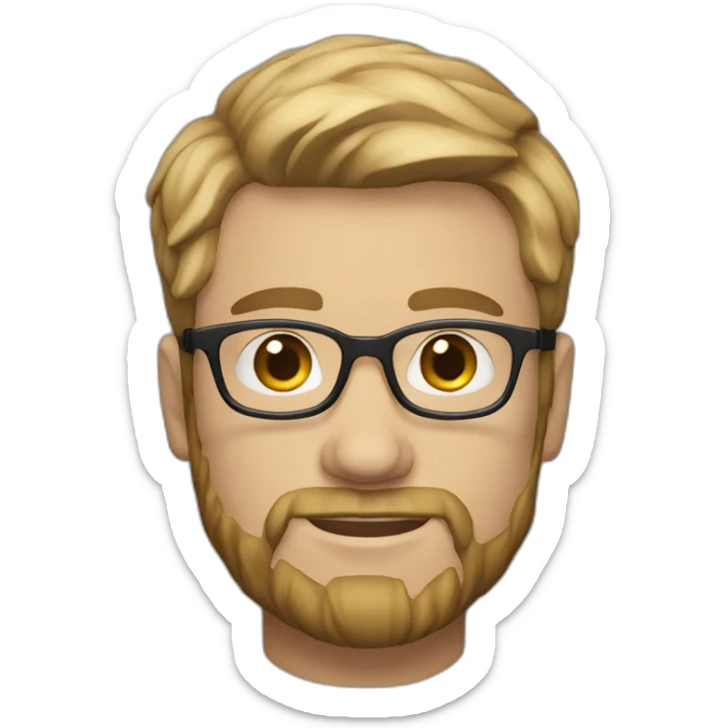 white male 25 years old straight dark blond hair glasses and little beard sticker