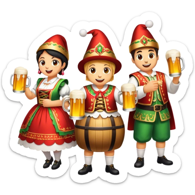Cinematic Realistic Oktoberfest Pop Culture Emoji, depicting a vibrant celebration with beer, music, and traditional costumes rendered with dynamic textures and festive lighting. sticker