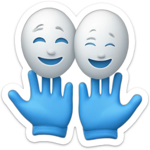 Deux personnages gants blancs souriants, il y a dessiné en bleu un signe mystérieux maçonnique bleu de deux équerres inversées.  sticker
