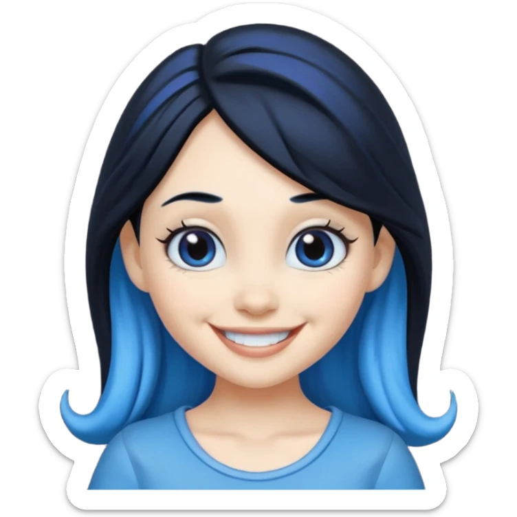 Smurffete with black hair and blue skin emoji sticker