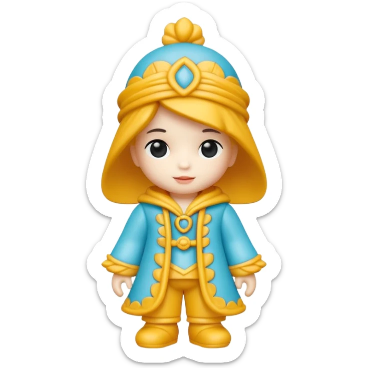 Isolated, breathtakingly vivid and intricately detailed digital illustration of the most incredibly adorable figurine imaginable, toy style. sticker