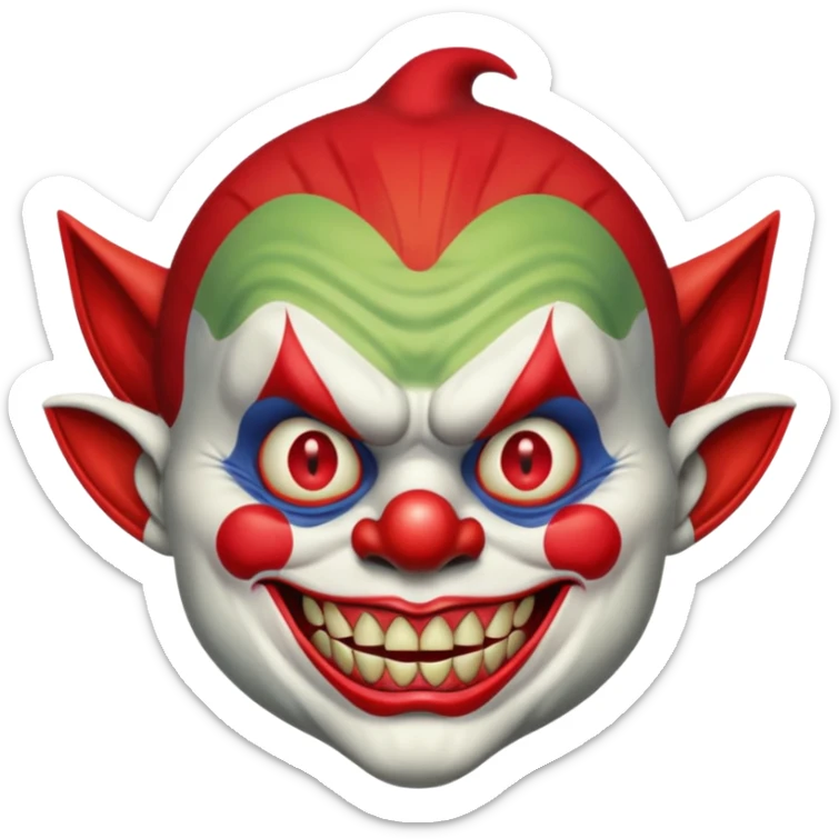 I want just one head but to be the combination of these three emojis 🤡👺👹 sticker