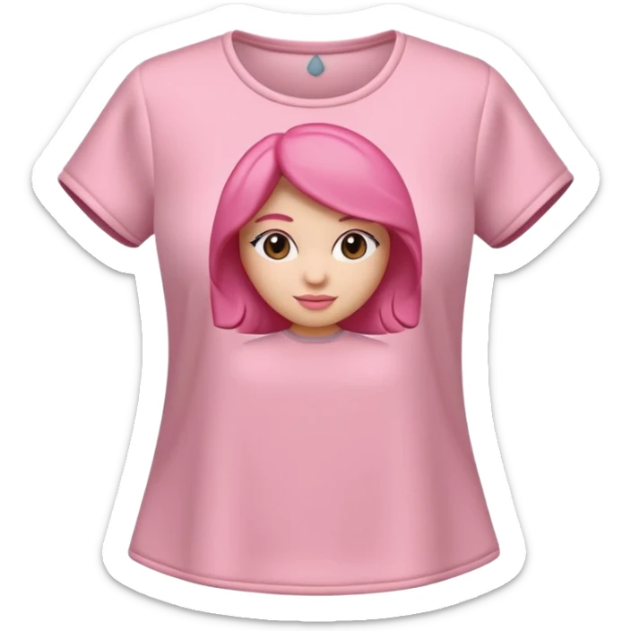 A 3D cartoon rose-pink women’s top with short sleeves, soft fabric texture, gentle lighting, isolated on plain background, Memoji-style. sticker