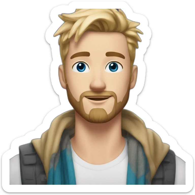 blond-guy-with-taper-fade,-straight-tiktok-guy-front-and-top-of-hair-and-dark-blonde-beard-and-blue-eyes-and-big-nose-and-scarf-on-the-middle-of-forehead sticker