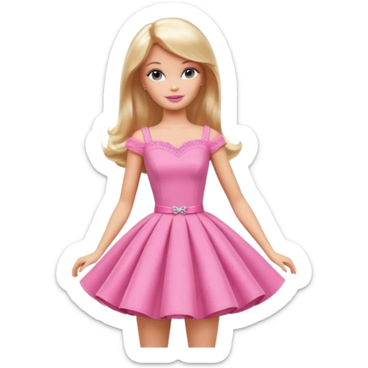 barbie girl dress color, half body sticker