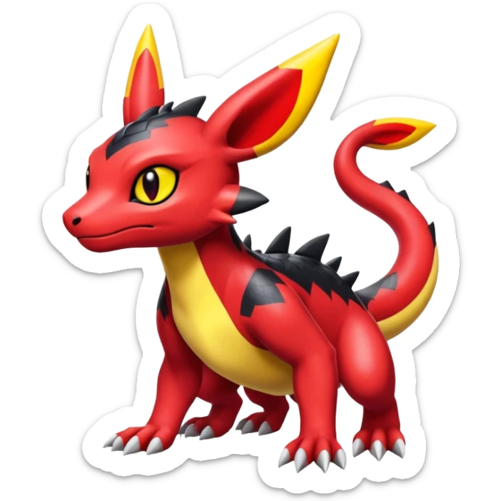 Cute Shiny Guilmon-Quilava-Salandit-Umbreon-Fakémon-hybrid-creature (full body)  sticker