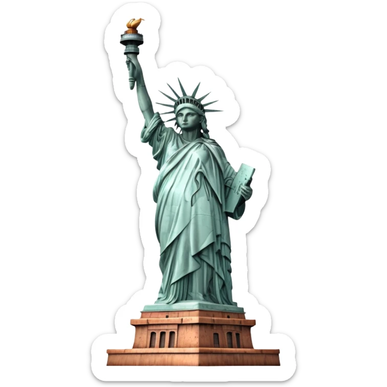 cinematic-realistic-statue-of-liberty-landmark-emoji,-depicted-with-the-iconic,-majestic-statue-set-against-a-clear-sky-rendered-with-detailed-textures-and-dramatic,-symbolic-lighting. sticker