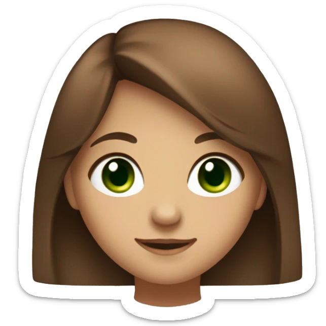 An girl with green eyes and brown hair, She has a nose piercing on the right, very beautiful facial feat ures, a cute smile. sticker