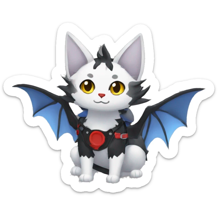 cool edgy black red ethereal fantasy nargacuga-bat-cat-Fakemon collar harness full body sticker