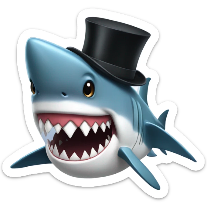 Shark with a top hat sticker