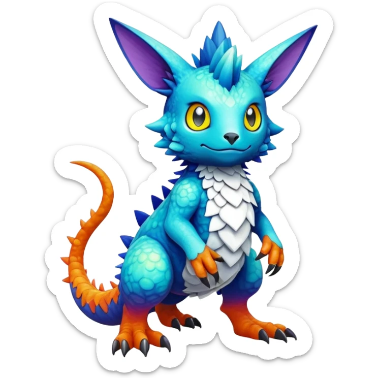 colorful Fakémon-Digimon-Fionbri-Trico-creature (full body) sticker