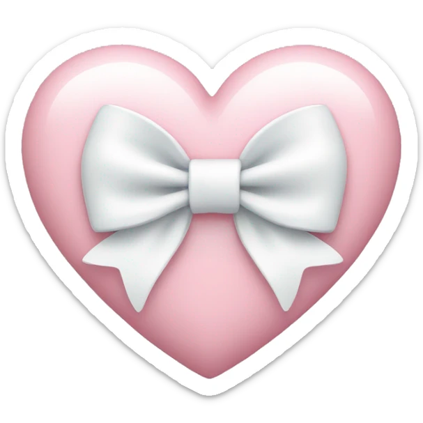 Pastel pink heart with white bow sticker