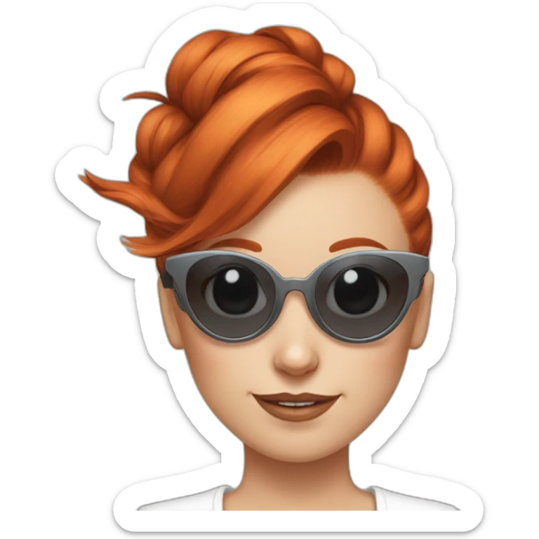 Bad Redhead girl bun Sun glass bun with cockatiel sticker