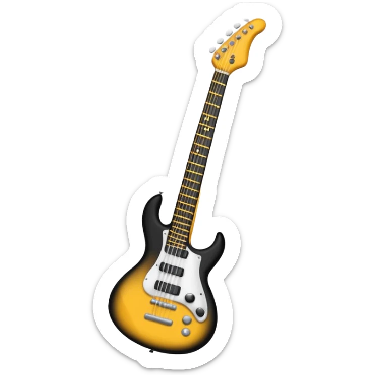 Bana elinde elektronik gitar olan bir kulaklıklı gözlüklü bir emoji yapar mısın elektronik gitar siyah olsun sticker