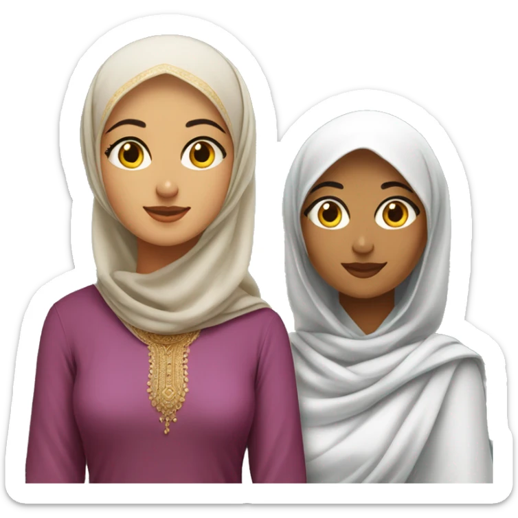 One young hijab women and one desi young women in saree sticker