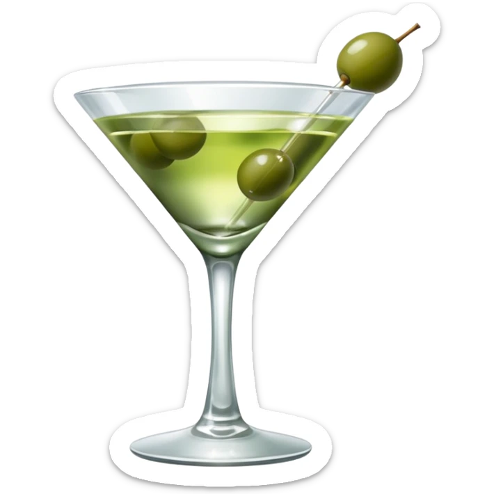 martini with 3 green khaki olives. liquid should be a bit more of a clear color. fancy  sticker