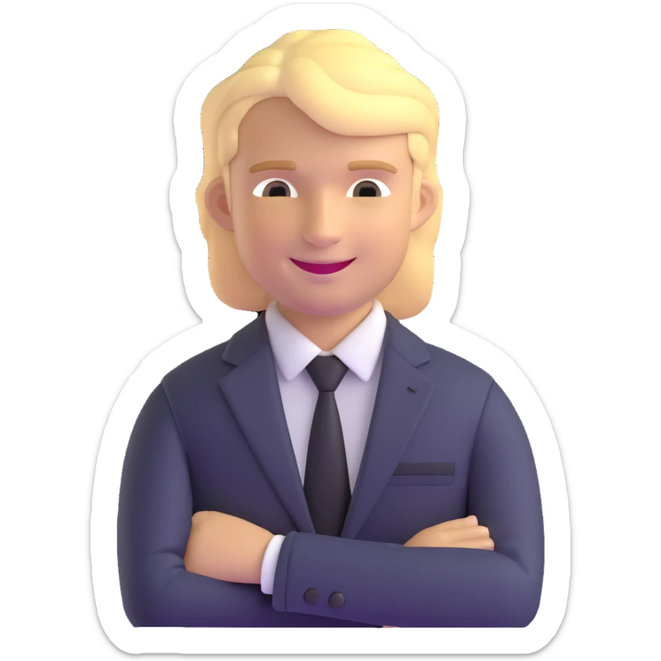 Oleg Tinkov, smiling, blond hair, wearing a business suit sticker