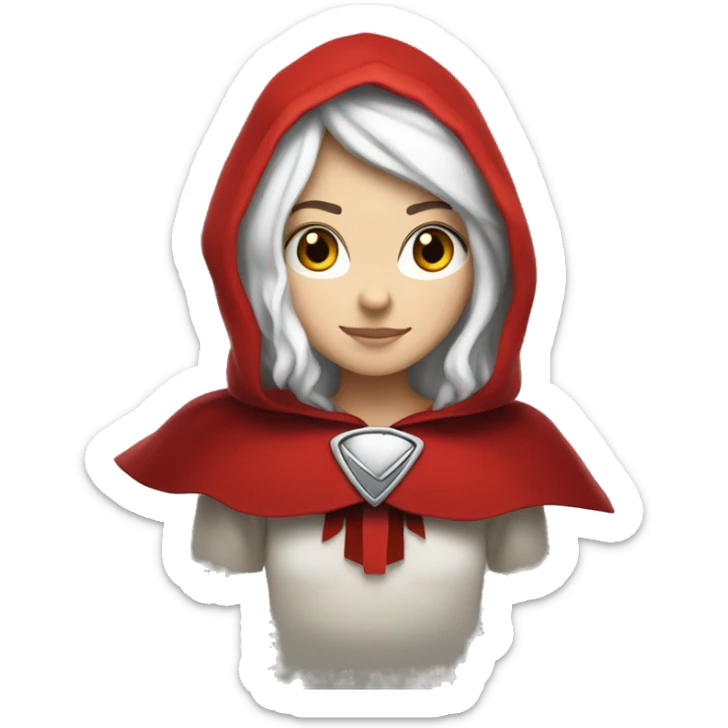 The white girl with white hair in the red cape and red hood. sticker