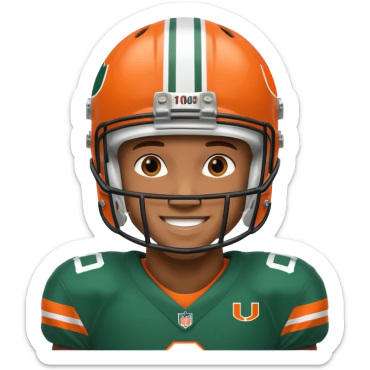 black football player for the university of miami wearing number 10  sticker