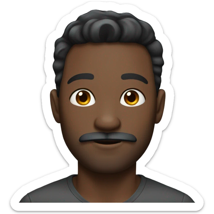 Dark skin man with black faded hair and black stubble beard with mustache sticker