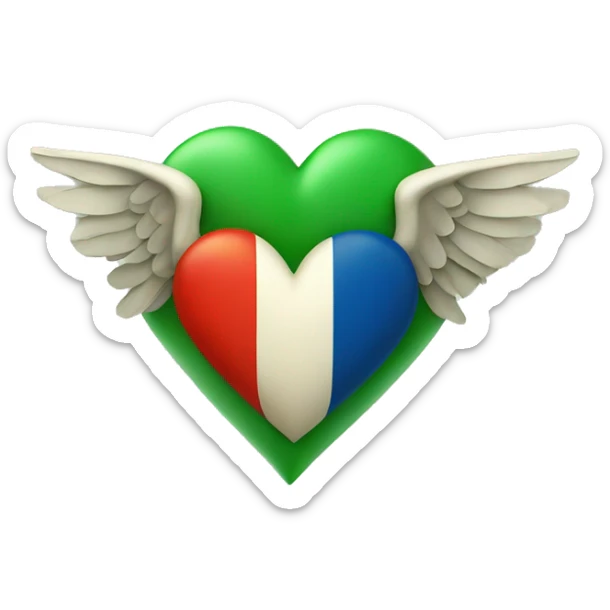 Yellow heart, green heart, Irish flag, blue heart, wings around red heart sticker
