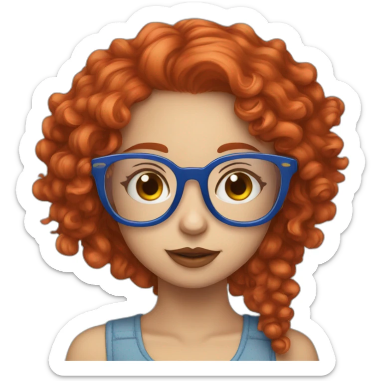 girl with curly red hair and blue glasses kissing  glasses glasses sticker