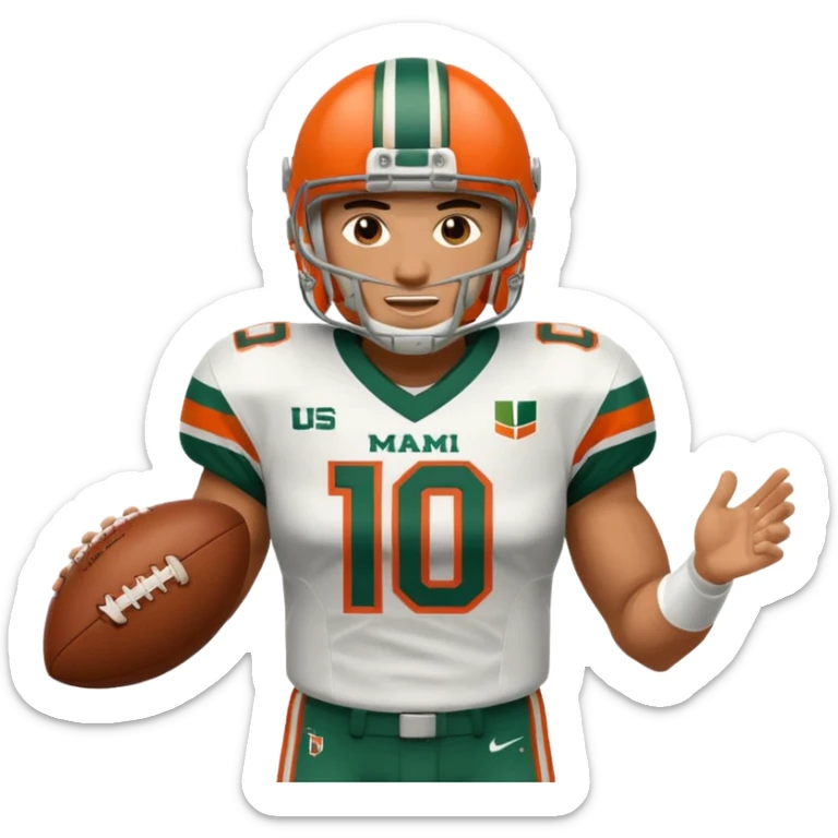 football player for the university of miami wearing number 10 sticker