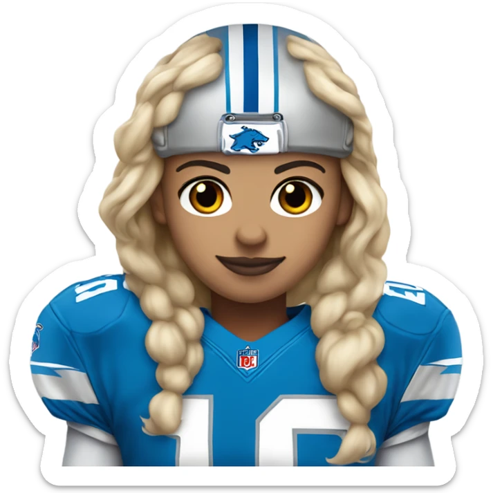 Dirty blonde white 17 year old in Detroit lions jersey  sticker