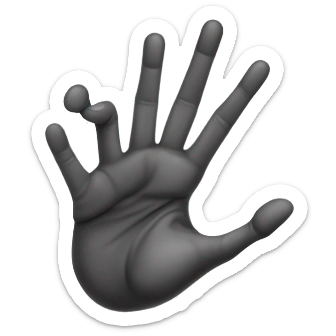 Emoji hand where the ring finger and middle finger are held down to the palm of the hand sticker