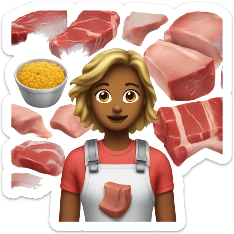 combine meat emoji with girl sticker