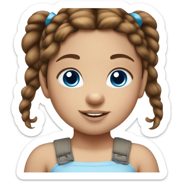 BROWN HAIR BLUE EYE BABY GIRL WITH PONYTAILS sticker