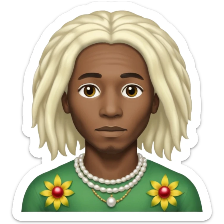Black Male bob marley inspired hair platinum blonde with pearls makeup only head sticker