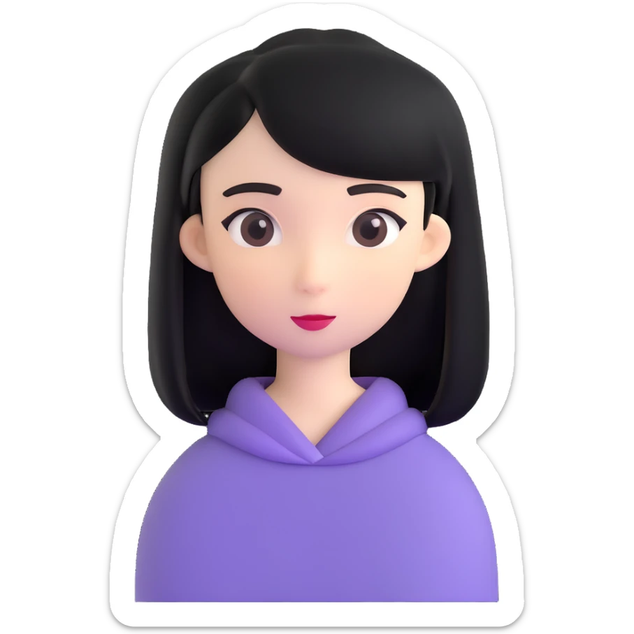 pretty girl with straight black hair sticker