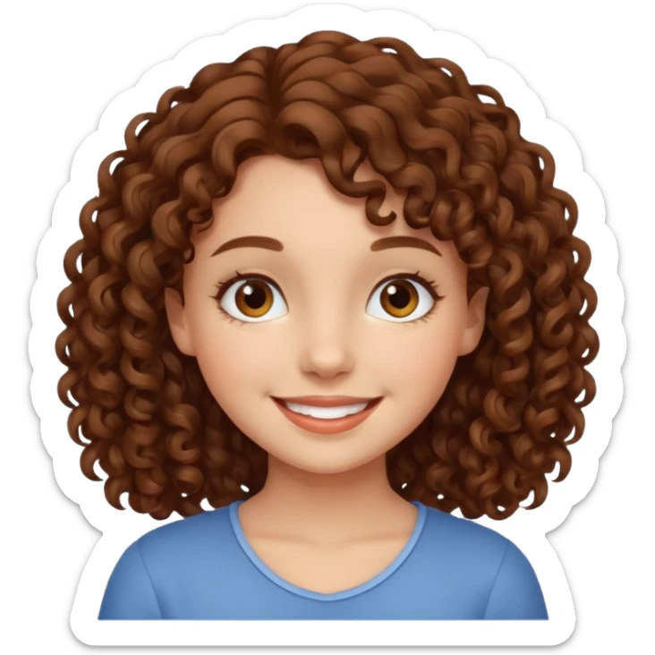 crée moi une jeune fille très belle avec les cheveux bouclés brune sticker