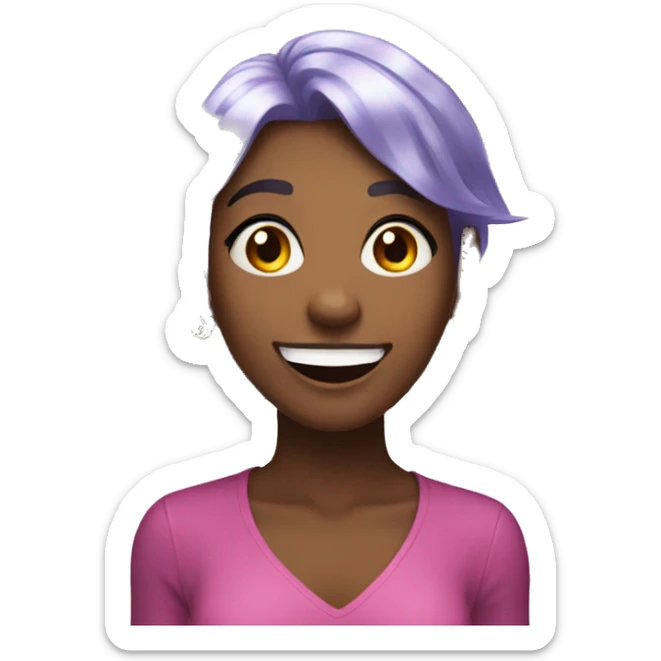 one girl with crystal hair, she is feeling happy and elated and excited, make her hair shiny with prisms and angles and edges sticker