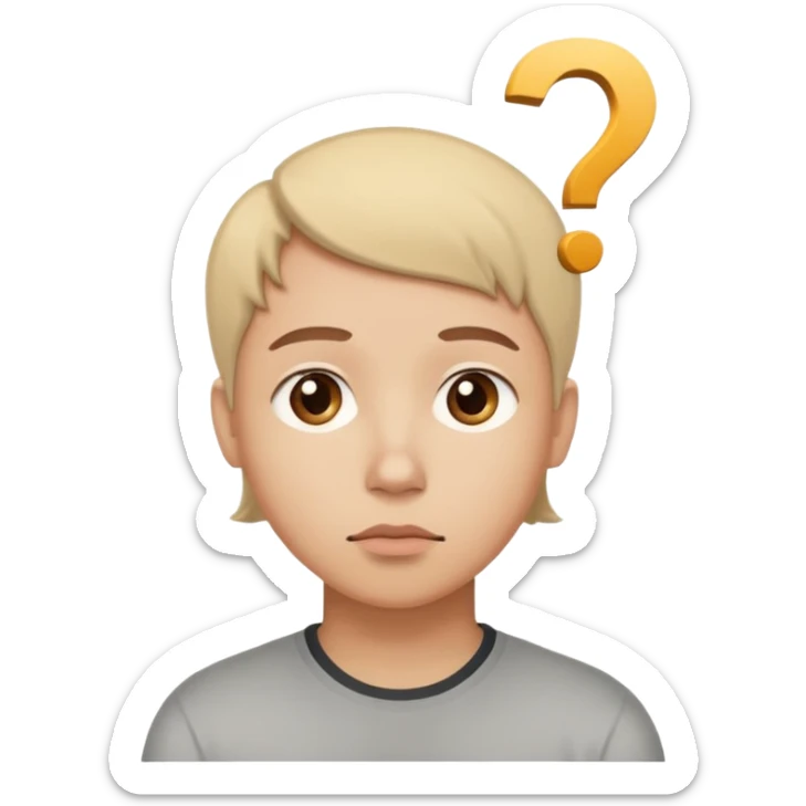 Una persona pensativa, con un signo de interrogación arriba de la cabeza sticker