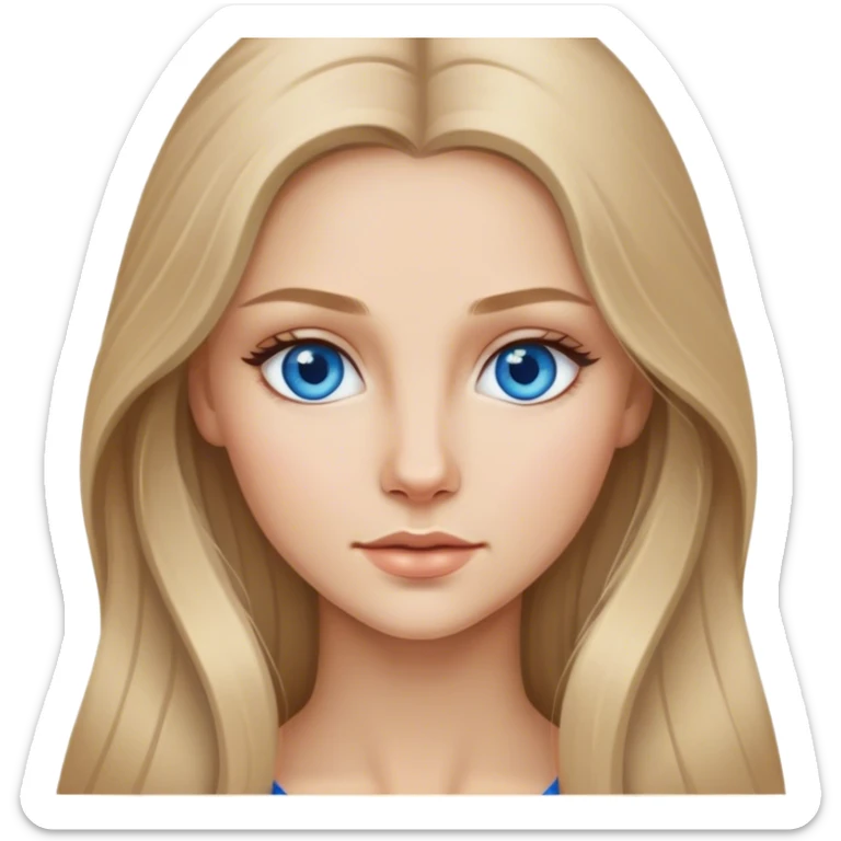 Beautiful nordic woman long dark blone hair and blue eyes sticker