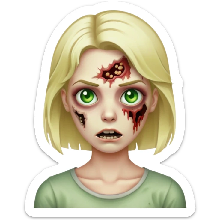 Zombi blonde green eyes sticker