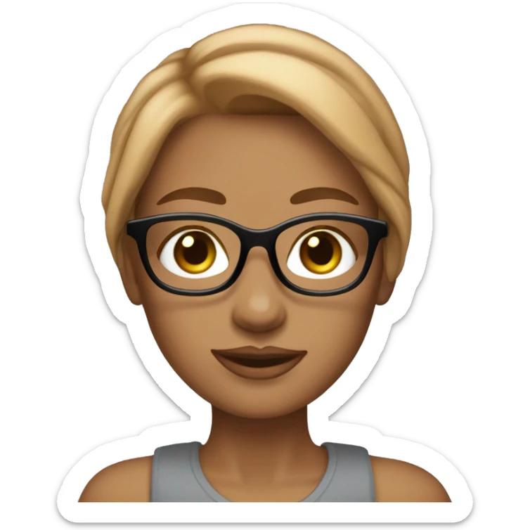 siren eyes, caramel hair color girl with siren office eyeglasses sticker