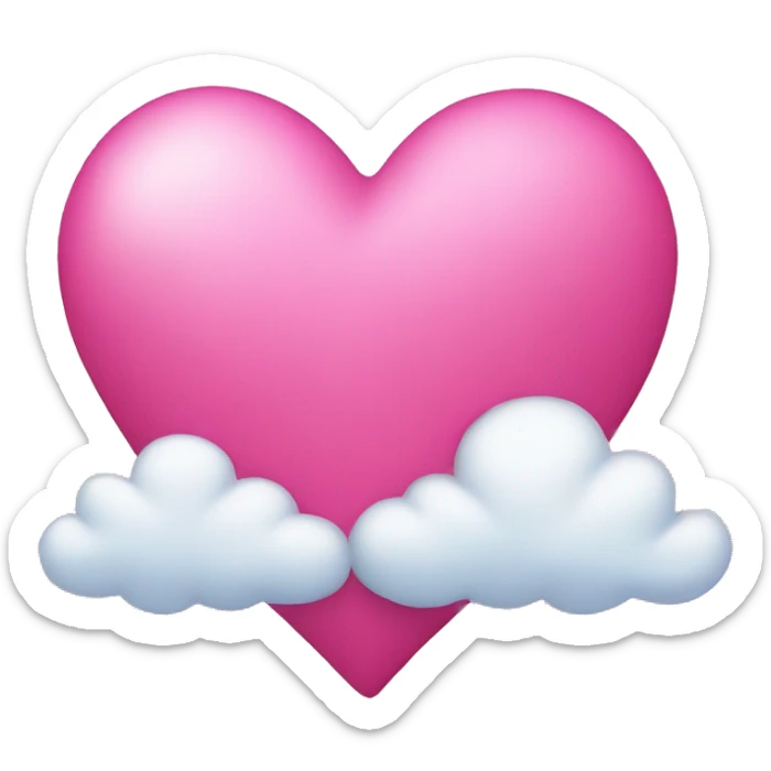 pink heart + cloud sticker