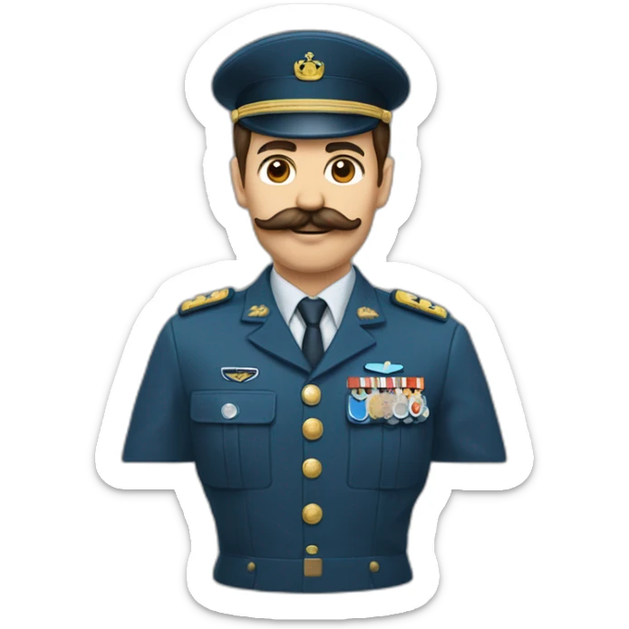 Un homme militaire avec une moustache carré et des cheveux bruns qui lève la main et qui est énervé  sticker