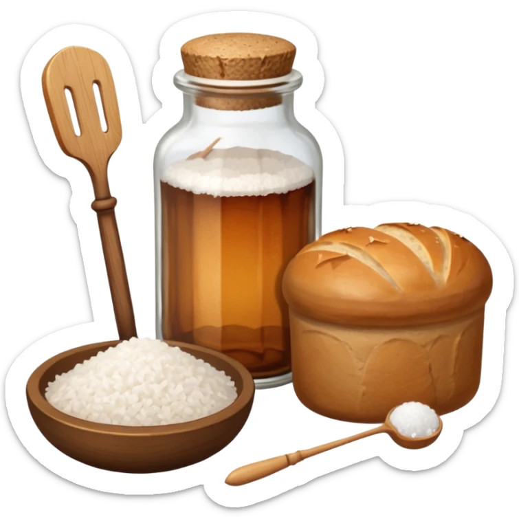 a one victorian bottle of salt and a loaf of bread - crochet needles and a ball of wool sticker