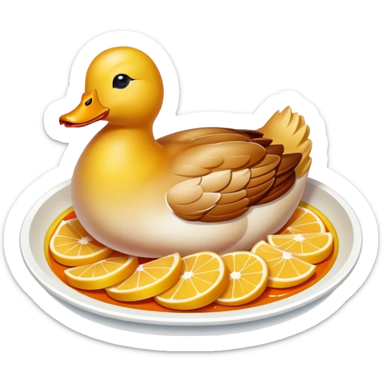 Nanjing salted duck with glistening skin slices, simplified emoji style with bold outlines and bright colors, cartoon style Jiangsu poultry dish sticker