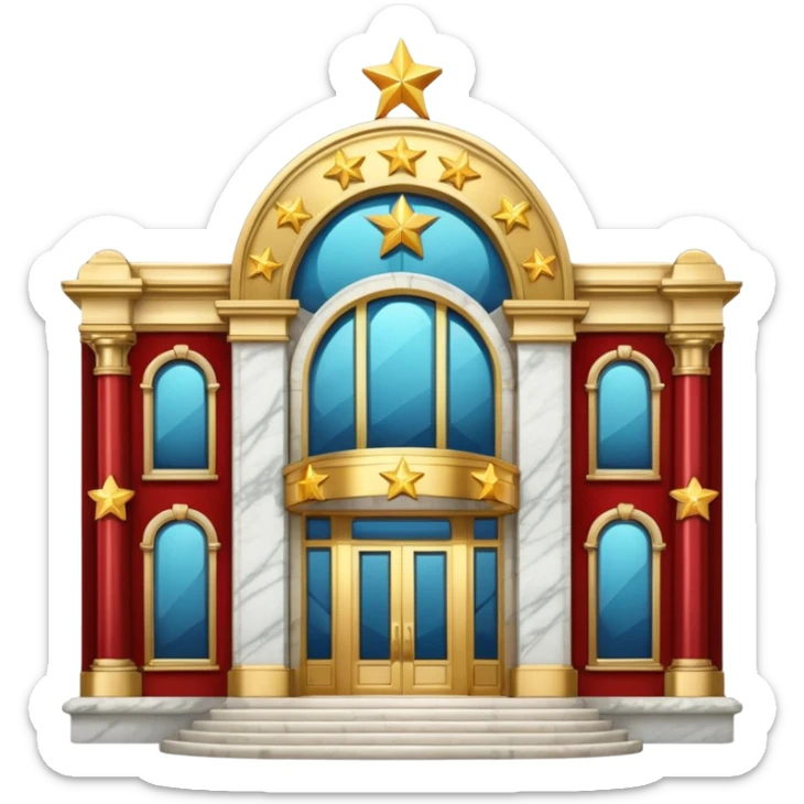 luxurious 5-star hotel, elegant building with five gold stars above the entrance sticker