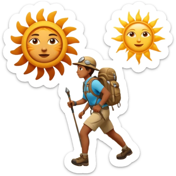 
una mezcla de sol + montaña + caminante estilo petroglifo con un espiral tipo energía ancestral sticker