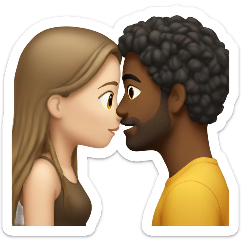 brown spanish man with brown hair kissing white girl with black hair   sticker