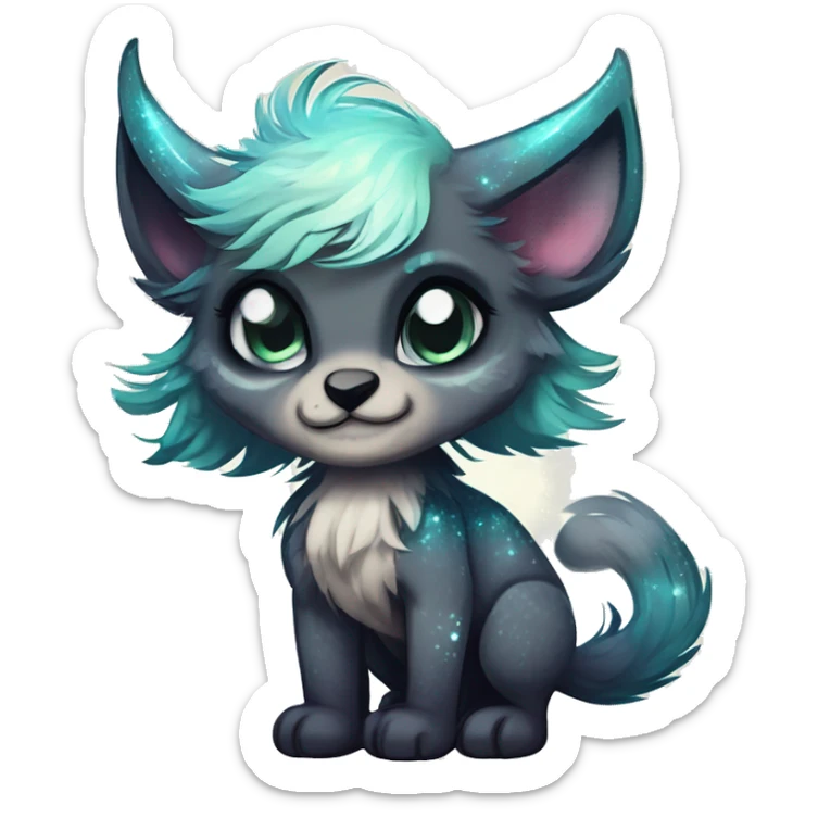 Cool cute Kawaii edgy fantasy animal sparkle fursona Fionbri creature by griffsnuff & LiLaiRa & Falvie full body sticker