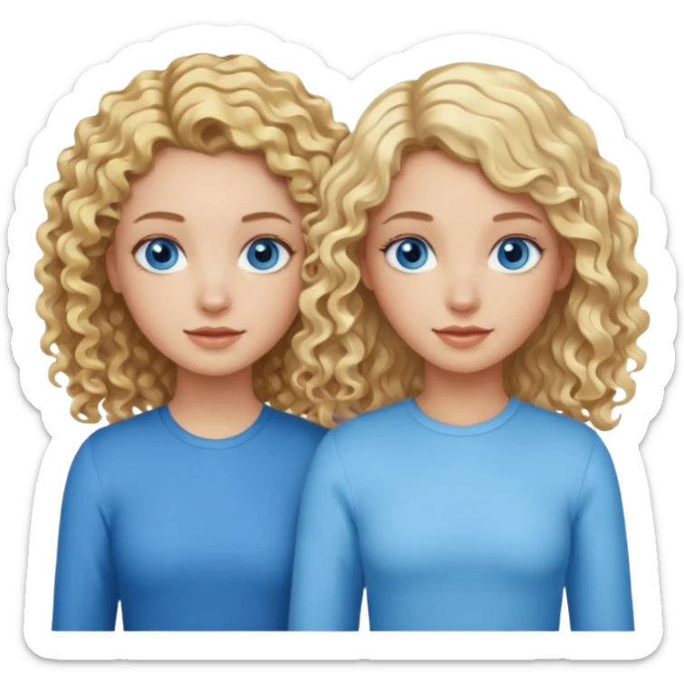 Two girls, one with curly blonde hair, blue eyes and another with wavy blonde hair and blue eyes sticker