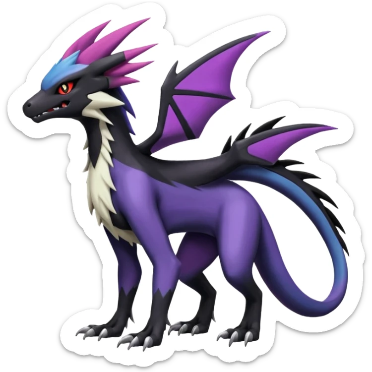 Salandit-Noivern-Mightyena-Silvally-Fakémon-hybrid-creature (full body)  sticker
