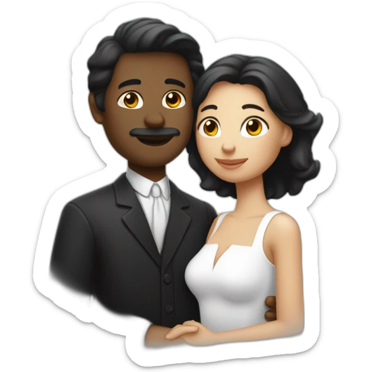 Un homme noir avec une femme blanche qui font des bisous sticker